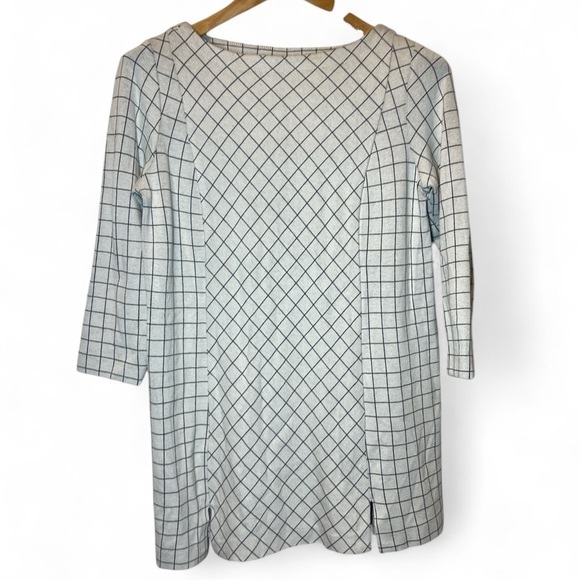 J. Jill Tops - J Jill Ponte Knit Small Petite Black Gray Check 3/4 Sleeve Pullover Tunic